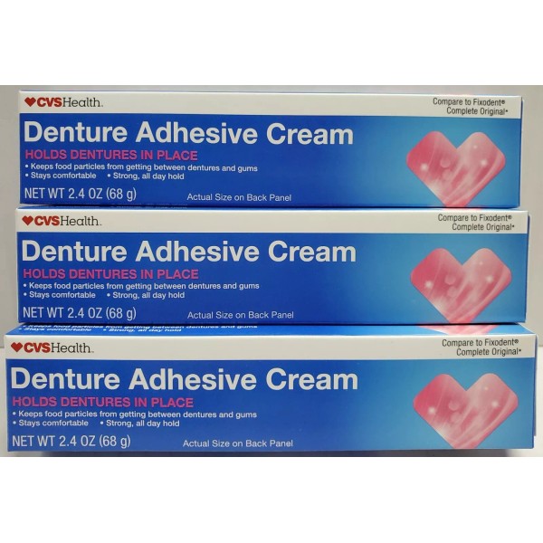 CVS 3PK NEW! CVS Health Denture Adhesive Cream (Holds Dentures