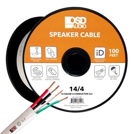 OSD 14/4 Speaker Wire 14 AWG/Gauge 4 Conductor 100Ft UL List in Wall Direct Burial Graded CL2/CL3 Oxygen Free Copper OFC - White