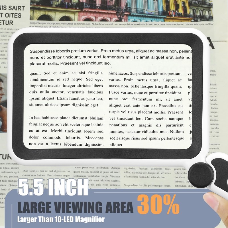 Magnifying Glass for Reading, Rechargeable 5X Large Page Magnifier with
