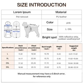 Dog Raincoats Hooded, Waterproof Slicker Rain Poncho Jacket for Medium and Large Dog, with Reflective Strip