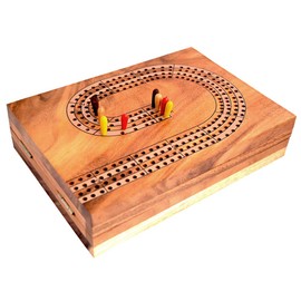 Cribbage Box for 4 Players Puzzle Wood Board Game, Wooden Team Game with Playing Cards, Card Game with Fun, Board Game, Family Game