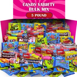 Assorted Candy Variety Pack, 5 LB Individually Wrapped Bulk Mix, Licorice Twists and Tootsee Roll Party Candy Assortment, Snack Size Canndy for Kids, Birthdays, Party Favors, Stocking Stuffers, Pinata Mix