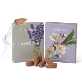 Folkulture Backflow Incense Cones for Waterfall, 30 Total Waterfall Incense Cones Scented, Dual Set - Cones Incense, Mixed Natural Fragrances - Lavender & Jasmine Inscents-Cones Waterfall (Lavender)