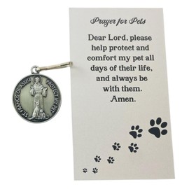 Saint Francis Medal for Dog Collar Pendant Bulk Set with Pet Prayer Cards, Pack of 6