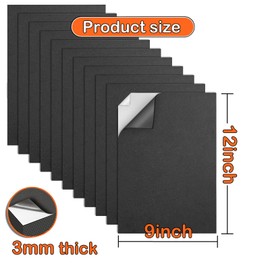 MEARCOOH 3mm Self Adhesive Foam Sheets Crafts, Black 9x12 Inch Sticky Eva Foam Paper for Crafts Cardmaking Cushion Embroidery Classroom Scrapbooking Crafts