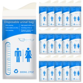 Disposable Portable Urine Bags, 16 Pack 800ML Convenient Travel Pee Bags for Adults and Kids, Leakproof Emergency Urinal Pouches Vomit Bags with Absorbent Pads (16)