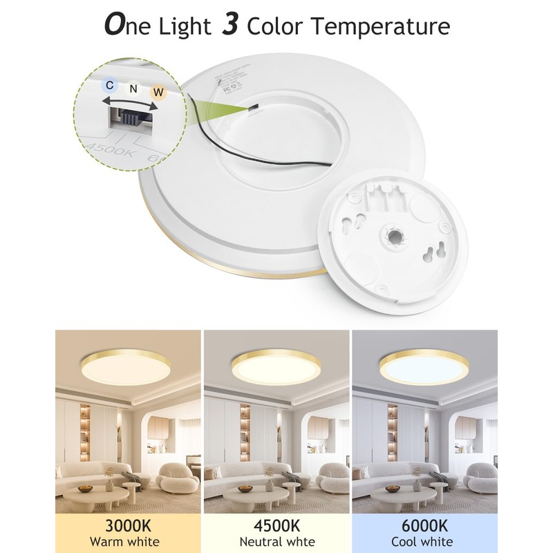 hepside 1PACK Flush Mount LED Ceiling Light Fixture Golden, 12Inch