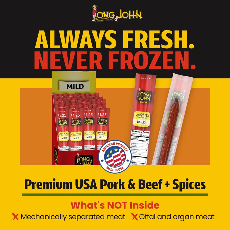 Long John Snacks Smokies Smoked Sausage Links, Mild, 24 Pack