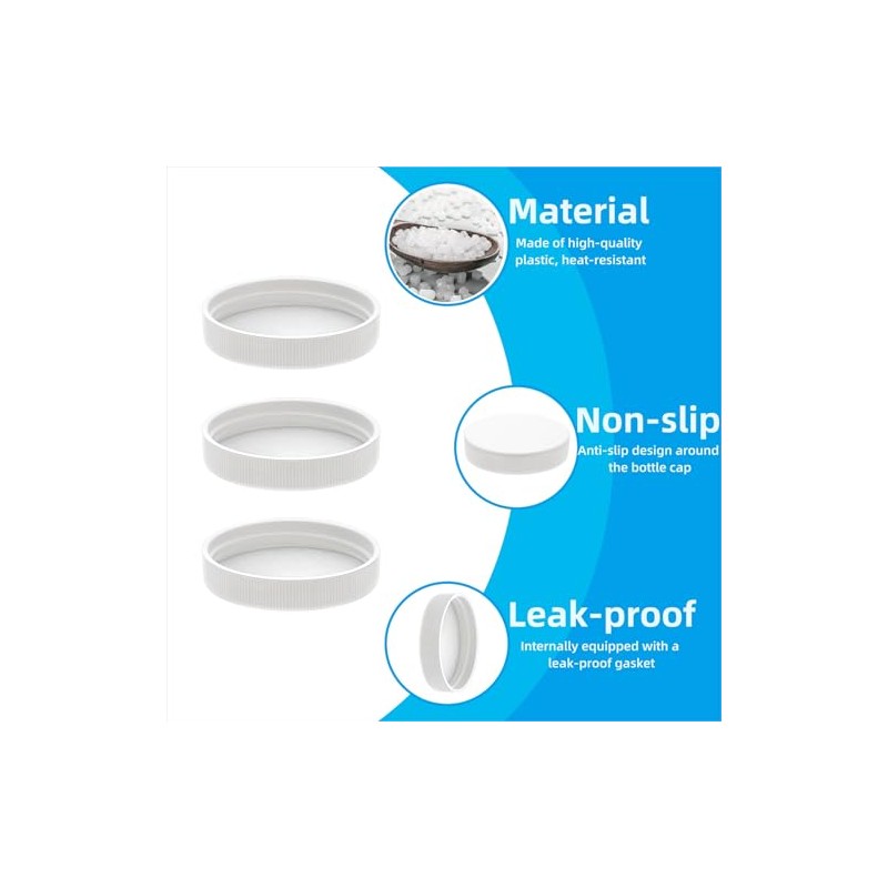 6 Pcs 53mm Threaded/Screw-On Caps for 3 and 5 Gallon