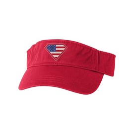 One Size Red Visor Super Flag Diamond USA Patriotic Embroidered Visor Dad Hat