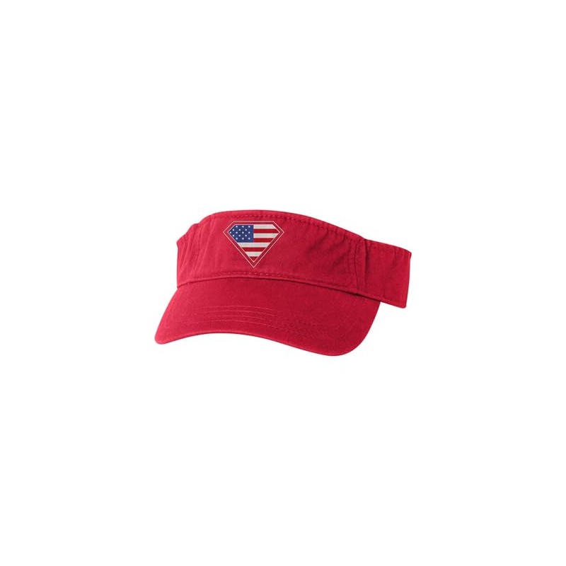 One Size Red Visor Super Flag Diamond USA Patriotic Embroidered