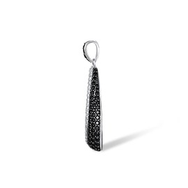 Santuzza 925 Sterling Silver Teardrop Pendant Black Spinel White Cubic Zirconia Pendant for Women