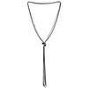 COOLSTEELANDBEYOND Lariat necklace, Y-shape tassel multi-strand long box chain, silver