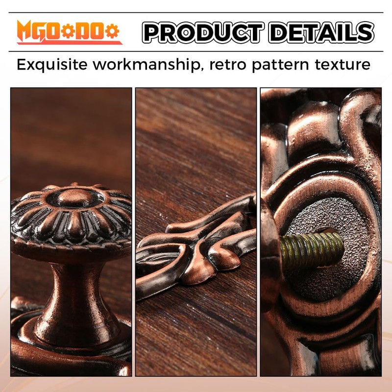 Mgoodoo Retro Door Handle Metal Knob Cupboard Handle Brass Bronze