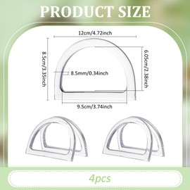 PH PandaHall 4pcs D Shape Purse Handle, Clear Resin Bag Handles Decorative Handbag Handle Replacement for Macrame Crochet Bags Handbags Straws Beach Canvas Wallet Purse Making 12x8.5cm