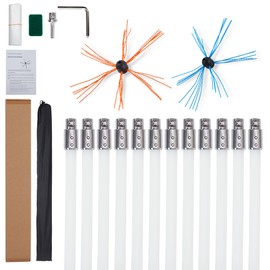 Domenow 41 Feet Chimney Sweep Kit, Chimney Brush, Chimney Cleaner, Chimney Cleaning Kit with 12 Nylon Flexible Rods, Double Brush Head, Chimney Brush Kit Driven by Drill for Sweeping Fireplace