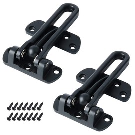 2 Pieces Home Security Door Lock, Security Door Latches, Front Door Locks for Children, Fixed Zinc Alloy, Thickening Security Lock for Home, Apartment, Hotel, Motel, Dorm (Black)