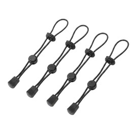 4 Pack Black Backpack Hiking Pole Holder Straps, Adjustable Elastic Trekking Pole Rope Buckles, Backpack Lanyard Fixing Attachments for Ski Walking Outdoor Activities