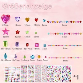FLEXNOVA 2651 Stück Glitzersteine Selbstklebend, Strasssteine Selbstklebend zum Basteln Glitzer Sticker Klebesteine zum Basteln Rhinestones,Schmucksteine für Kinder Fotorahmen(10 Blätter)