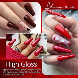 UR SUGAR Red Gel Nail Polish Set, 6 Colors Red Gel Polish Glitter Red Dark Red Burgundy Red Sparkle Bloody Red Nail Polish for All Seasons Soak Off Gel Nail Manicure Gifts Set for Women