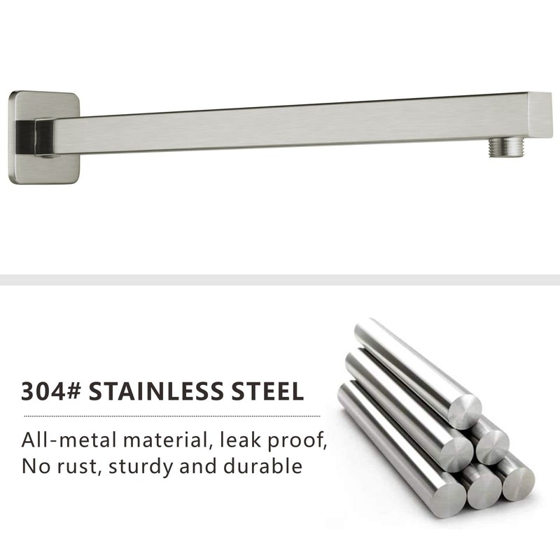 Voolan 20" Square Shower Arm with Flange and Teflon Tape,