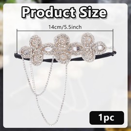 arricraft 1 Pc Platinum Color Glass Rhinestone Cheongsam Headband, Sequin Tassel Vintage Ladies Gatsby Hair Accessories, Suitable for Wedding Party Celebration Ladies Hair Decoration