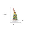 Homeroots 14" Clear Red Blue Yellow Murano Glass Sailboat Tabletop