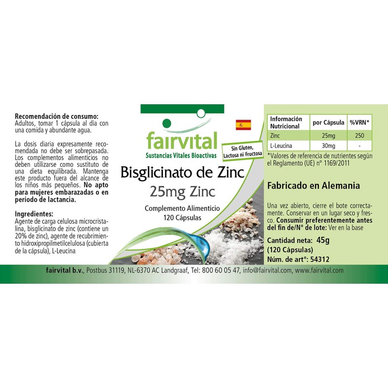 Fairvital High Dose Zinc – 25 mg Zinc from Zinc