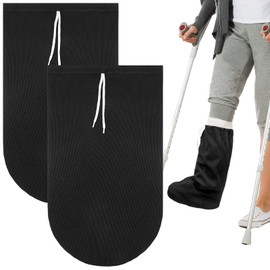 Max Shape - Funda de pierna lavable para piernas, calcetines ajustables para hombres y mujeres, funda de pie corto mediano (negro + negro)