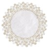 URROMA Linen Round Doily, White Floral Themed Tablecloth with Lace