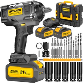 RYOJEGK 1250N.m Cordless Impact Wrench Set,922FT-lbs Brushless 1/2 Impact Gun with 2 x 4.0Ah Battery,Llave de Impacto Has 3 Speed Controls & Lighting,Pistola De Impacto for Truck Mower Tire Lug Nuts
