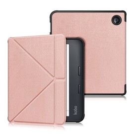 Xuanbeier Soft TPU Case Compatible with Kobo Libra Color & Kobo Libra 2 7" Slim Lightweight Shell with Stand Function Auto Wake/Sleep Smart Cover,Rose Gold