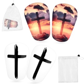 lasuroa 2 Pairs Protective Soccer Shin Guards, 3.94x2.36 Inch Mini Football Shin Guards Football Protective Gear for Training & Matches Youth Boys Girls Adults