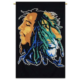 Sophia Art Happy Bob Marley Tapestry, Indian Hippie Wall Hanging , Bohemian Bedspread, Mandala Cotton Dorm Decor Beach Blanket (Multi)