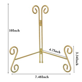 UoYeet Plate Stand 10 Inch Gold Display Plate Holder, Collapsible Iron Plate Stands for Display, Folding Display Easel for Photo, Pictures, Decorative Plate and Artwork (10-Inch, 1-Pack)