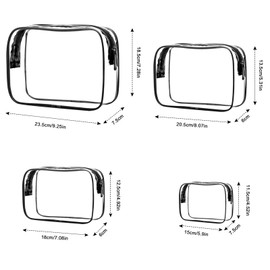 Cozlly 4 x Transparent PVC Waterproof Large Clear Travel Toiletry Bag Cosmetic Bag Wash Bag Portable Makeup Bag Makeup Bag for Men, Women, Children (Small, Medium, Large), clear, Fashion