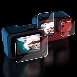 DIKER Silikon Schutzhülle für GoPro Hero 12 11 10 9 Black, GoPro Case mit Panzerglas, Objektivdeckel Schwarz