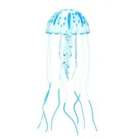Junfamilee Blue Aquarium Artificial Glowing Jellyfish Fish Tank Ornament Silicone Decoration, Aquarium Decor Thematic Ornaments