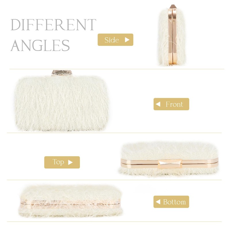 SUKUTU Feather Evening Bag for Women Shoulder Acrylic Box Bag