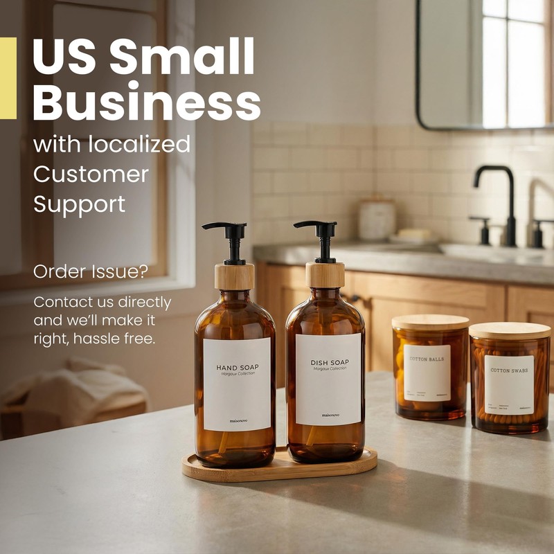Maisonovo Glass Soap Dispenser Bathroom Set | Hand Soap and