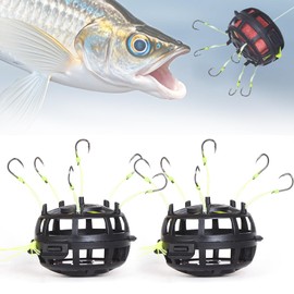 Fishing Hooks, Pack of 2 Fishing Accessories, Reverse Bottom Bait Cage, 360° Floating Bait Cage Fishing Hook, Omnidirectional Fishing Hook, Fishing Set, for Pike, Zander, Perch and Trout, Freshwater