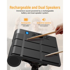 OYAYO 9 Pads Electronic Drum Pad, Tabletop Set Machine, Portable Digital Drum Pad Machine with LCD Display, Dual Stereo Speakers, PC and MAC Connection Support, Two Peadls