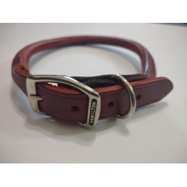 Hamilton  Rolled Leather Dog Collar 1" x 24" - Med-Lg NEW  Burgundy Brown    SUT