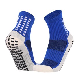 1/3/5/8 Pairs Men’s Soccer Socks Grip Socks Soccer Cushioned Non Slip Grip Sports Football Basketball Socks - Color: Blue, Quantities: 3 Pairs