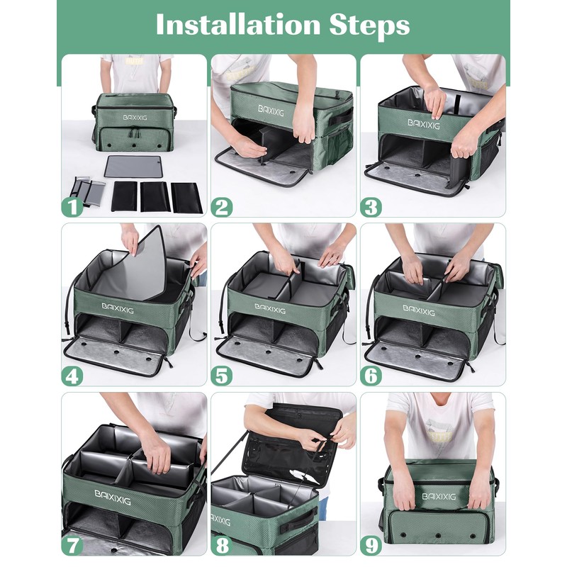 BAIXIXIG Golf Trunk Organizer, 2-Layer Storage with Shoe Pocket, Storage