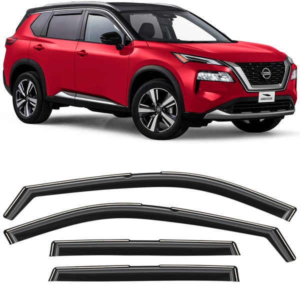 Voron Glass in-Channel Extra Durable Rain Guards for Nissan Rogue 2021-2023, Window Deflectors, Vent Window Visors, 4 Pieces - 200426