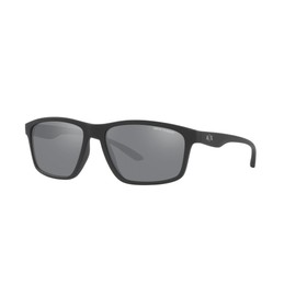 A|X ARMANI EXCHANGE Men's Ax4122s Square Sunglasses, Matte Black/Light Grey Mirrored Black, 59 mm