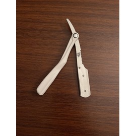 Generic Silver and White Barber Razor - Unisex Straight Edge Razor - Contemporary Style - For Personal Grooming - Professional Barbers and Salon Staff