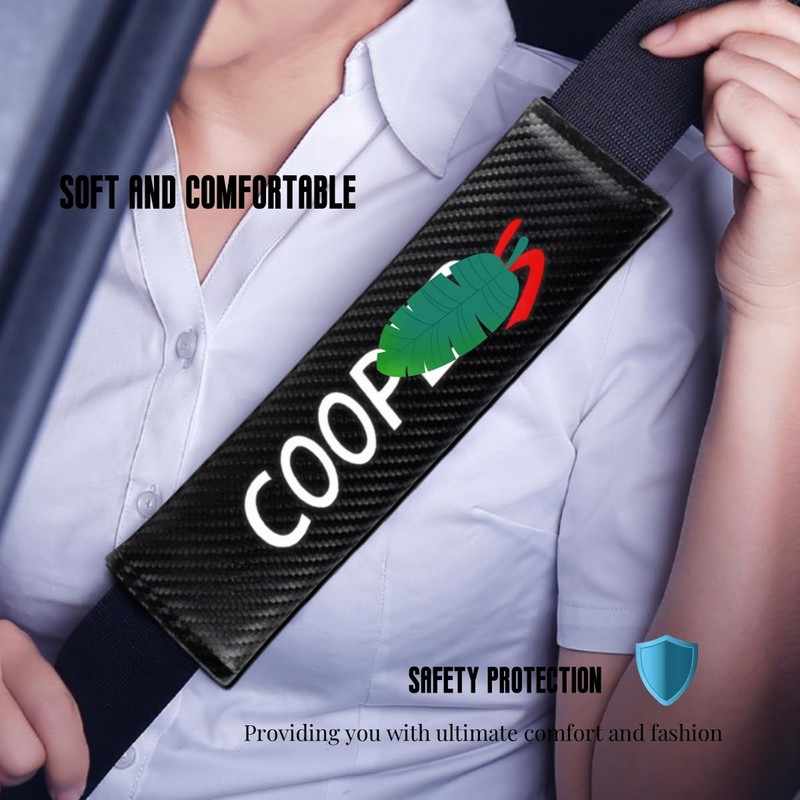 JULOPO 2PCS Carbon Fiber Texture seat Belt Covers Compatible with