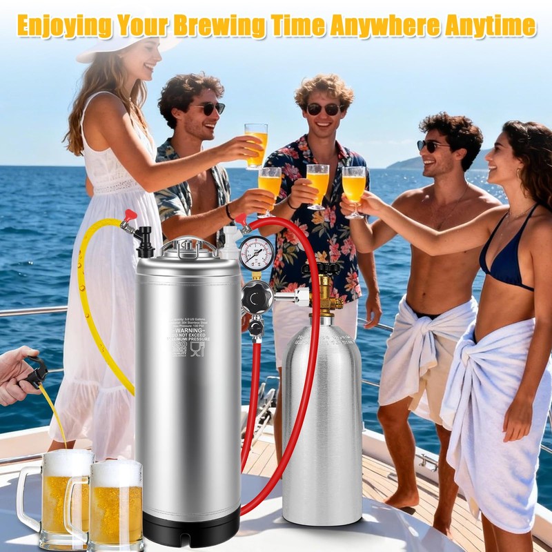 Hgkeke New 5 Gallon Corny Keg- Food Grade Stainless Steel